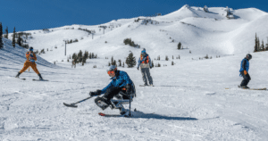 Someone on a sit ski at Mt. Bachelor.