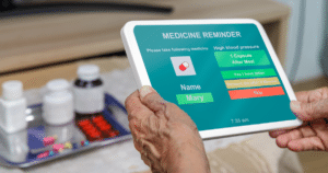 A tablet reminding someone to take their medication.